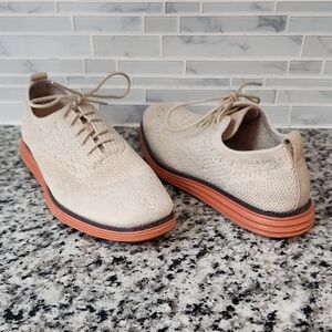 Beige & Orange Cole Haan OriginalGrand Stitchlite Knit Oxford Shoes Sz 10.5 M